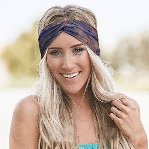 Bohend Bohend Boho Headband Wide Flower Boho Bandeau Criss Cross Elastic Daily Use Yoga Athletic Hair Accessories for Women and Girls (A)