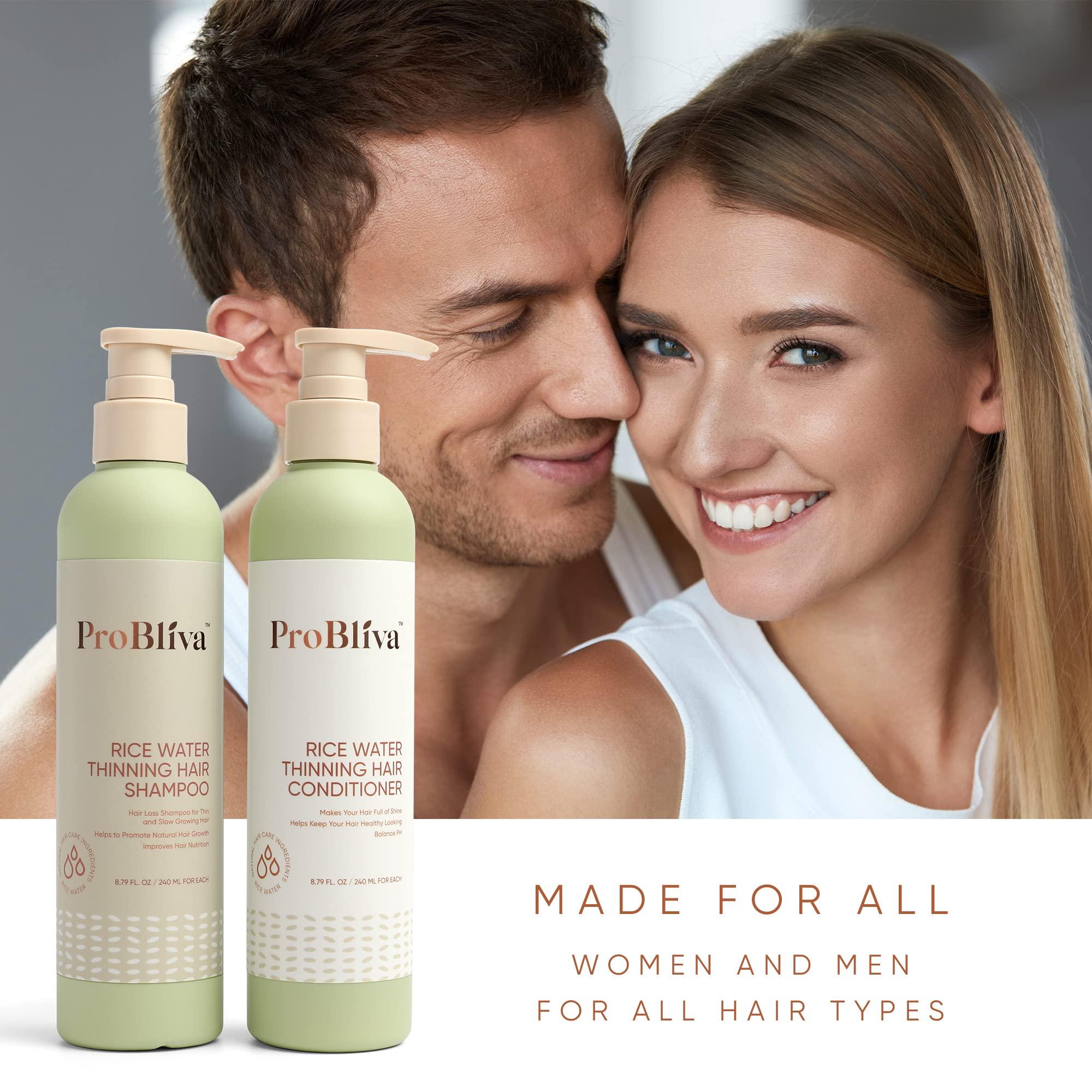 ProBliva Rice Water Thinning Hair Shampoo & Conditioner - Anti Hair Loss - Regrowth & Thickening