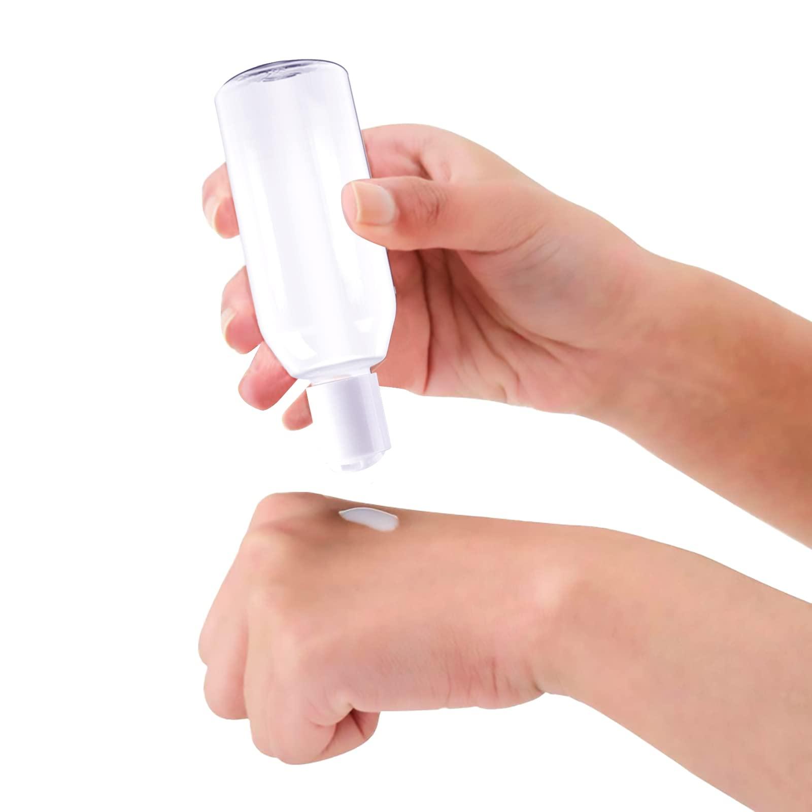 DRADERCH 14Pcs Clear Travel Bottle Set 50ml Transparent Plastic Air Flight Travel Bottle Empty Transparent Liquid Containers Bottles with 5pcs Funnels and 4Pcs Labels for Cosmetics