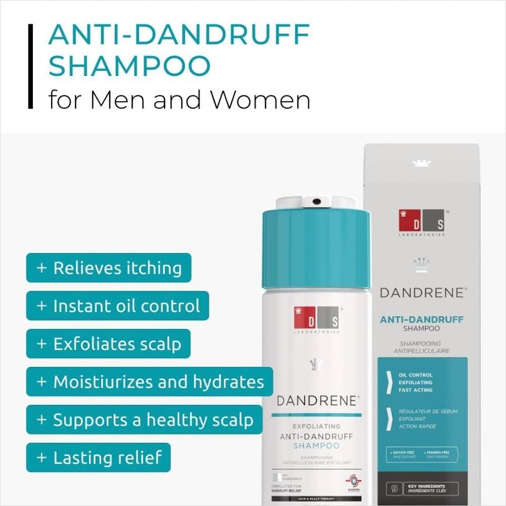 DS LABORATORIES DS Laboratories Dandrene Anti Dandruff Shampoo - Exfoliating Shampoo for Dry Itchy Scalp, Dandruff Scalp Treatment, Seborrheic Dermatitis & Psoriasis