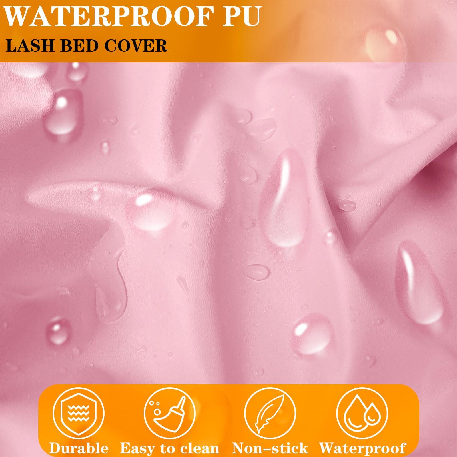 WUSOUPU Pink Lash Bed Cover Wipeable PU Leather Massage Table Cover Waterproof, Ultra-Durable Massage Bed Cover Wrinkle-Resistant Silky Spa Bed Cover Vegan Leather Tablecloths for 6 ft Rectangular Table