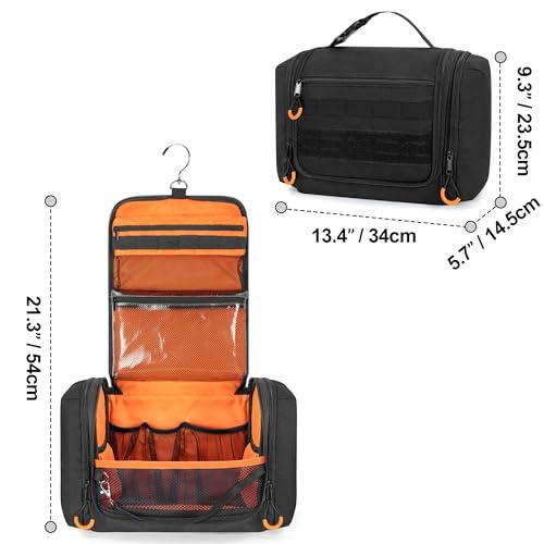 Prokva Prokva Tactical Toiletry Travel Bag for Men, Hanging Dopp Kit Hygiene Bag Shower Organizer with Hook for Toiletries and Shaving Care, Black (Empty Bag)