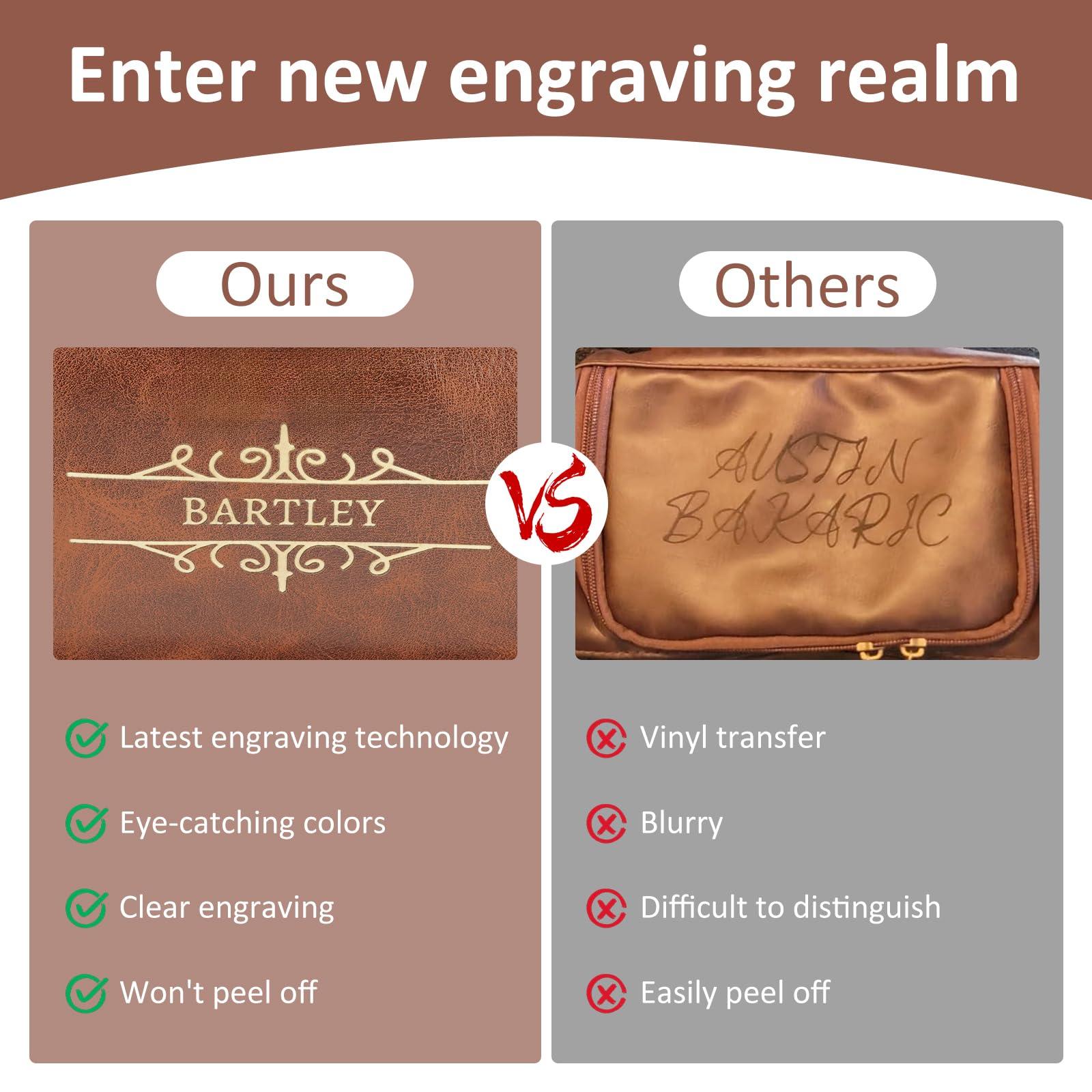 Sparklove Sparklove Personalized Leather Toiletry Bag for Men, Handcrafted Travel Dopp Kit Gift with Custom Pattern and Text, Unique Gift for Men, Boyfriend, Dad, Father\'s Day Gifts