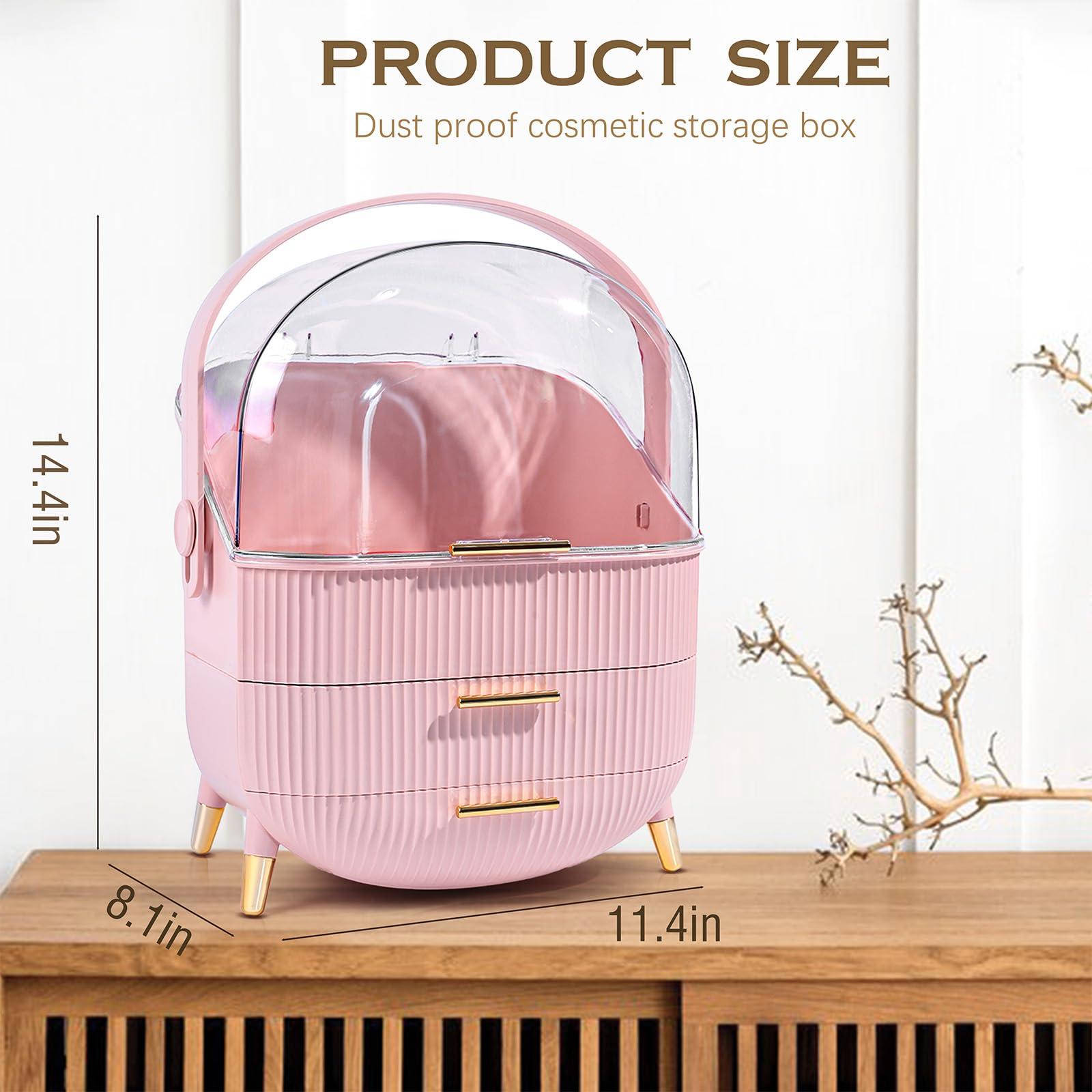 lurcns lurcns Makeup Organizers and Storage, Make up Organizer for Vanity Cosmetics Skincare Organizers With Lid and Drawers Display Cases for CountertopPink