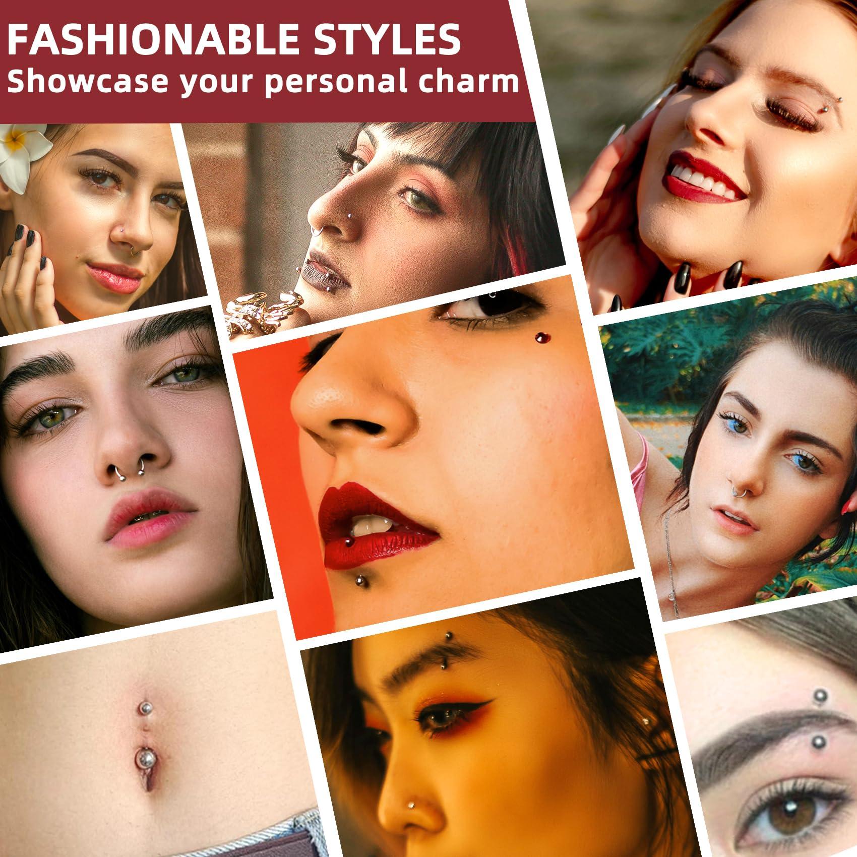 Tustrion 103PCS Piercing Kit for all Body Piercings Stainless Steel Piercing Jewelry with 12G 14G 16G 20G Piercing Needles and Tools for Nose Septum Belly Button Lip Ear Tongue Cartilage Eyebrow Tragus