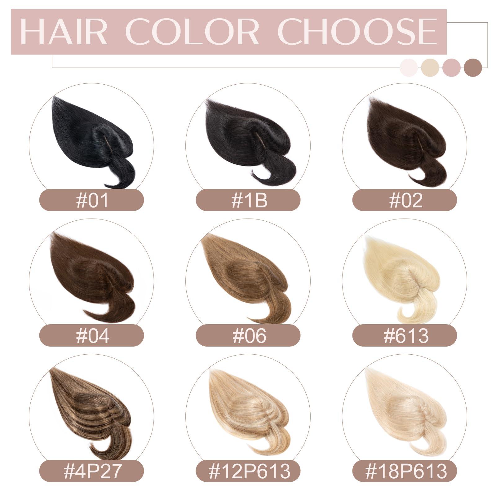 SEGO Pro SEGO Pro Human Hair Topper with Bangs Hair Toppers for Women Real Human Hair Toppers Hair Pieces for Women Human Hair Toppers for Thin Hair 8 Inch #04 Chocolate Brown