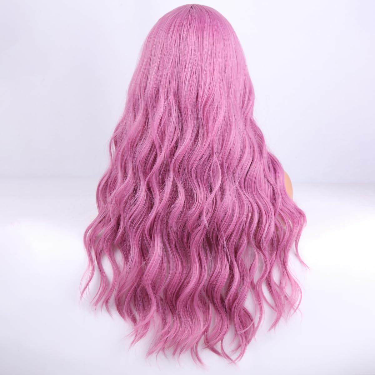 WTHCOS WTHCOS Mixed Purple Wig Long Curly Wavy Hair Wig for Women Middle Part Wig Light Purple Wig Heat Resistant Synthetic Hair Wigs for Daily Use Cosplay Wig With Wig Cap