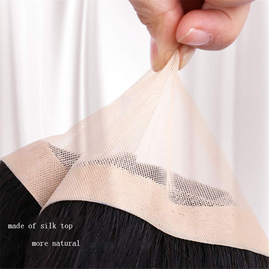 Susanki 100% Real Human Hair Crown Topper Hair Pieces for Women with Thinning Hair, Susanki 6" x 6.7" Silk Top Hair Toppers with Clip on, 10" Off Black