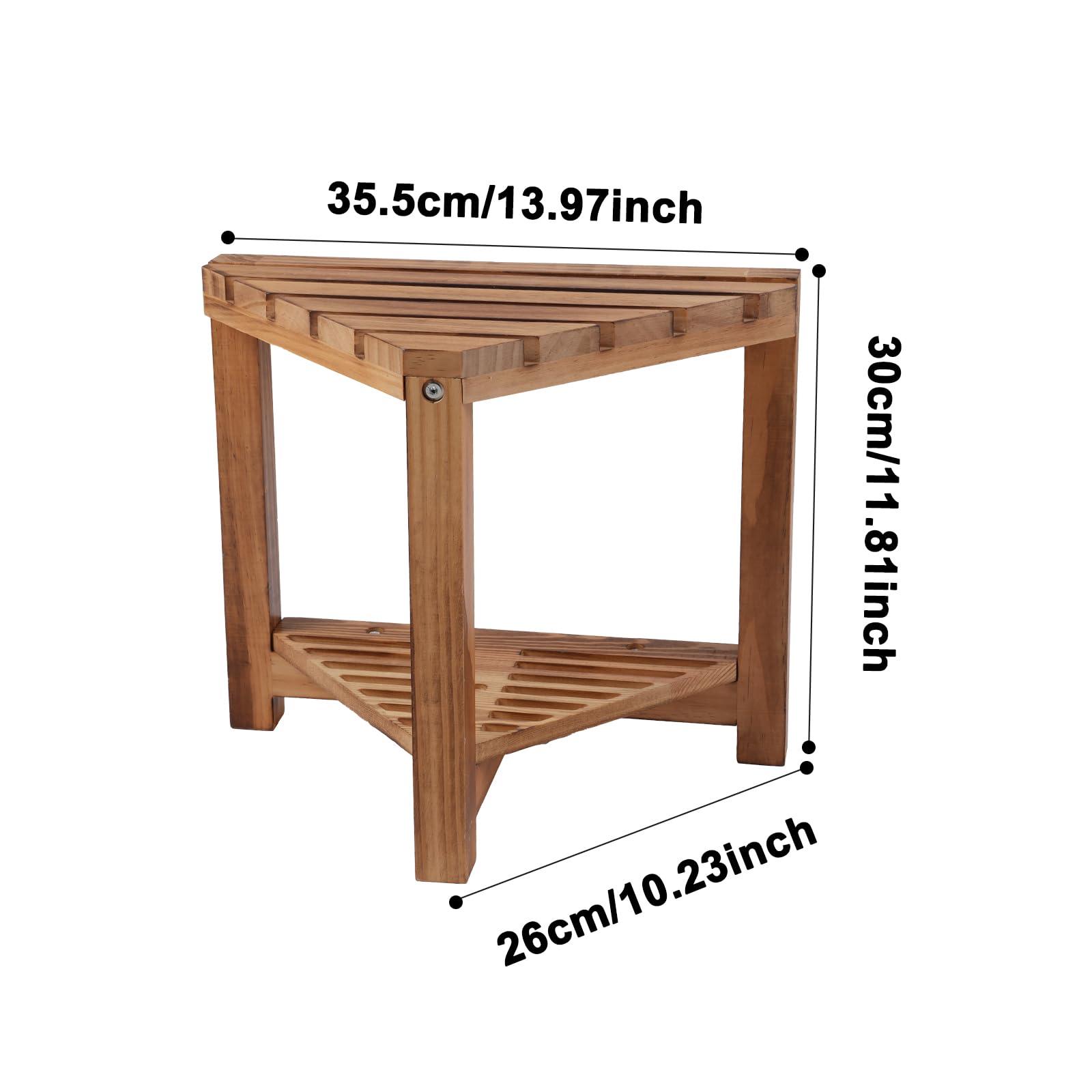 Bestauty Bestauty Shower Foot Rest, Corner Shower Stool for Shaving Legs, Small Shower Bench with Storage Shelf & Anti-Slip Pads, Wood Shower Stool for Inside Shower 12 inch High