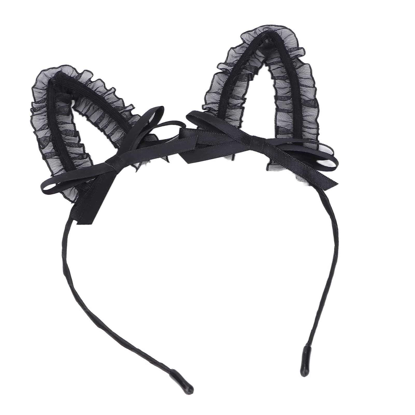 Yosoo Cat Ear Headband, Cosplay Headband Cat Ears Lace Ear Headband Women Girls Cute Bowknot Decoration Halloween Cosplay Party Hairband Trendy Headband
