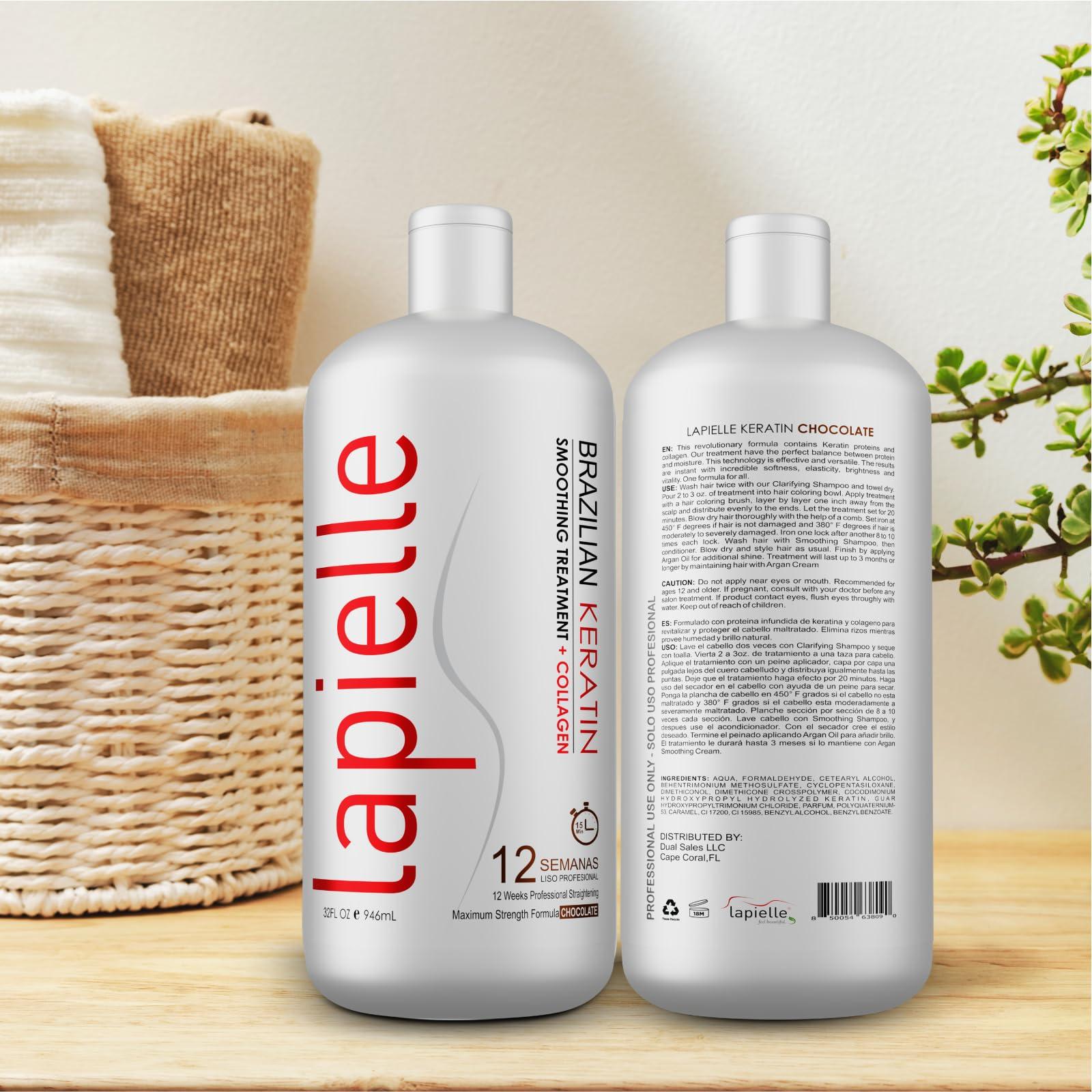 Lapielle Lapielle - Brazilian Keratin with Argan Oil, for Dry and Damaged Hair, Professional use Only(32 FL oz).
