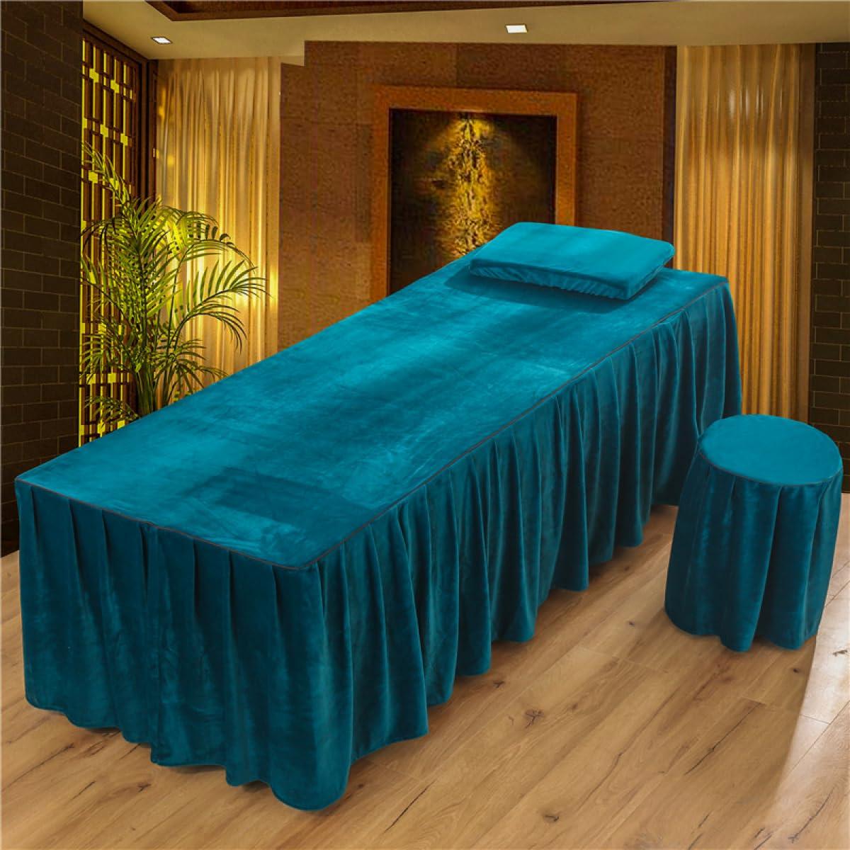 GSGC GSGC Massage Table Sheet Sets Spa Beauty Bed Cover Bedspread European-Style Simple Velvet Beauty Bedskirt 4pcs Light Luxury Beauty Massage Bed Linens Thickening SPA Massage Fumigation Bedding Set