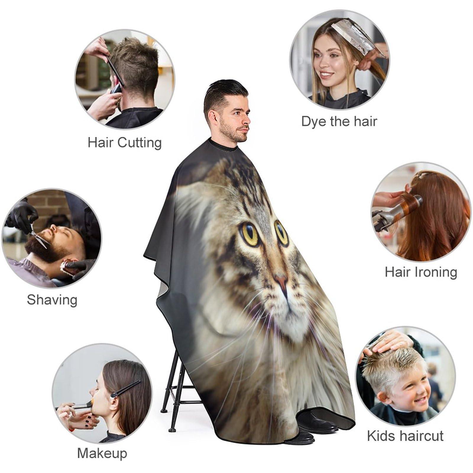 XKAWPC Maine Coon Cat Barber Cape Professional Hair Cutting Apron Hairdresser Cape Salon Cape for Men Women