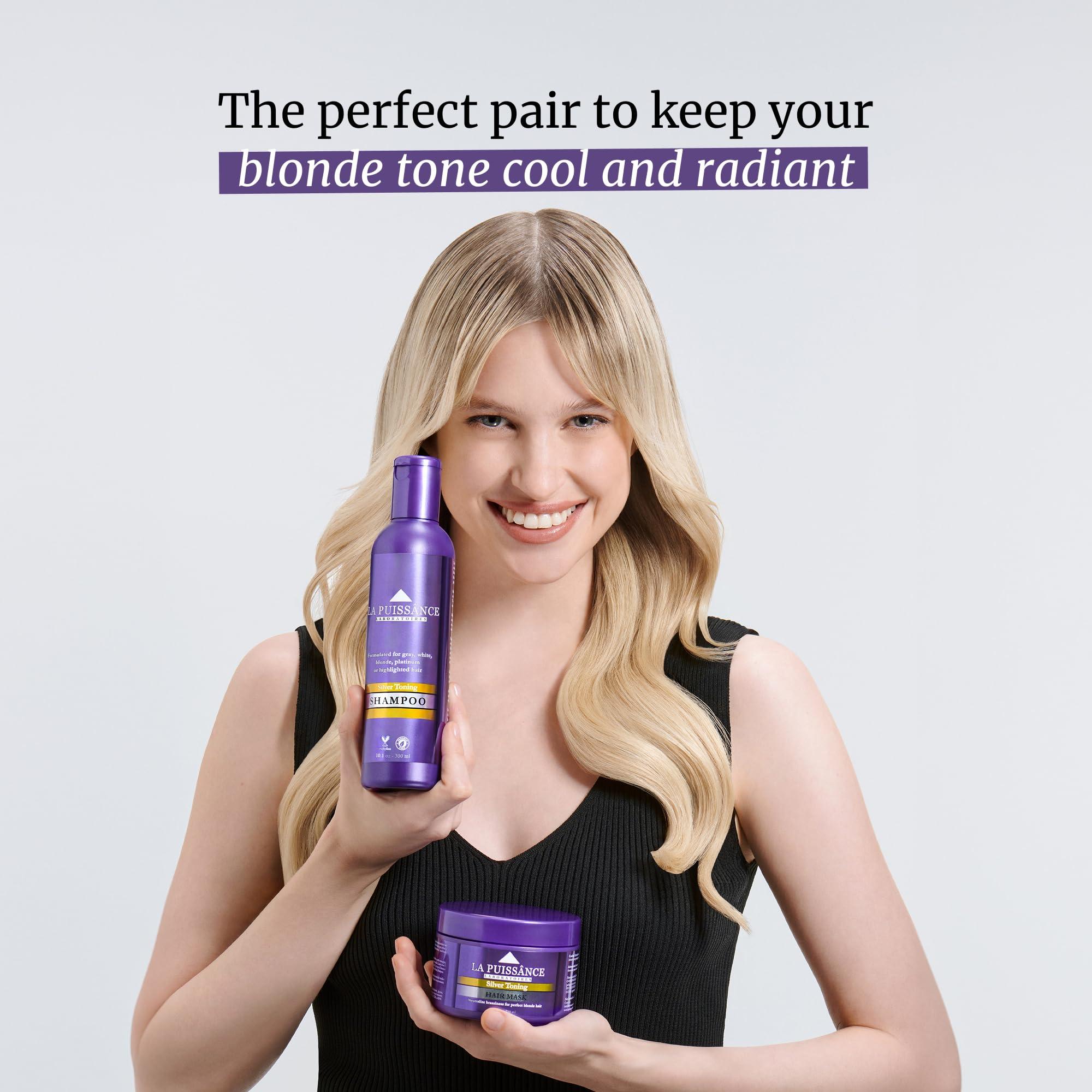 LA PUISSANCE LA PUISSANCE Silver Toning Purple Hair Mask for Blonde Hair & Gray or white Hair - Intense Hydration & Toning - Neutralizes Brassiness, Revives Shine, Softens & Hydrates - For Home and Salon Use