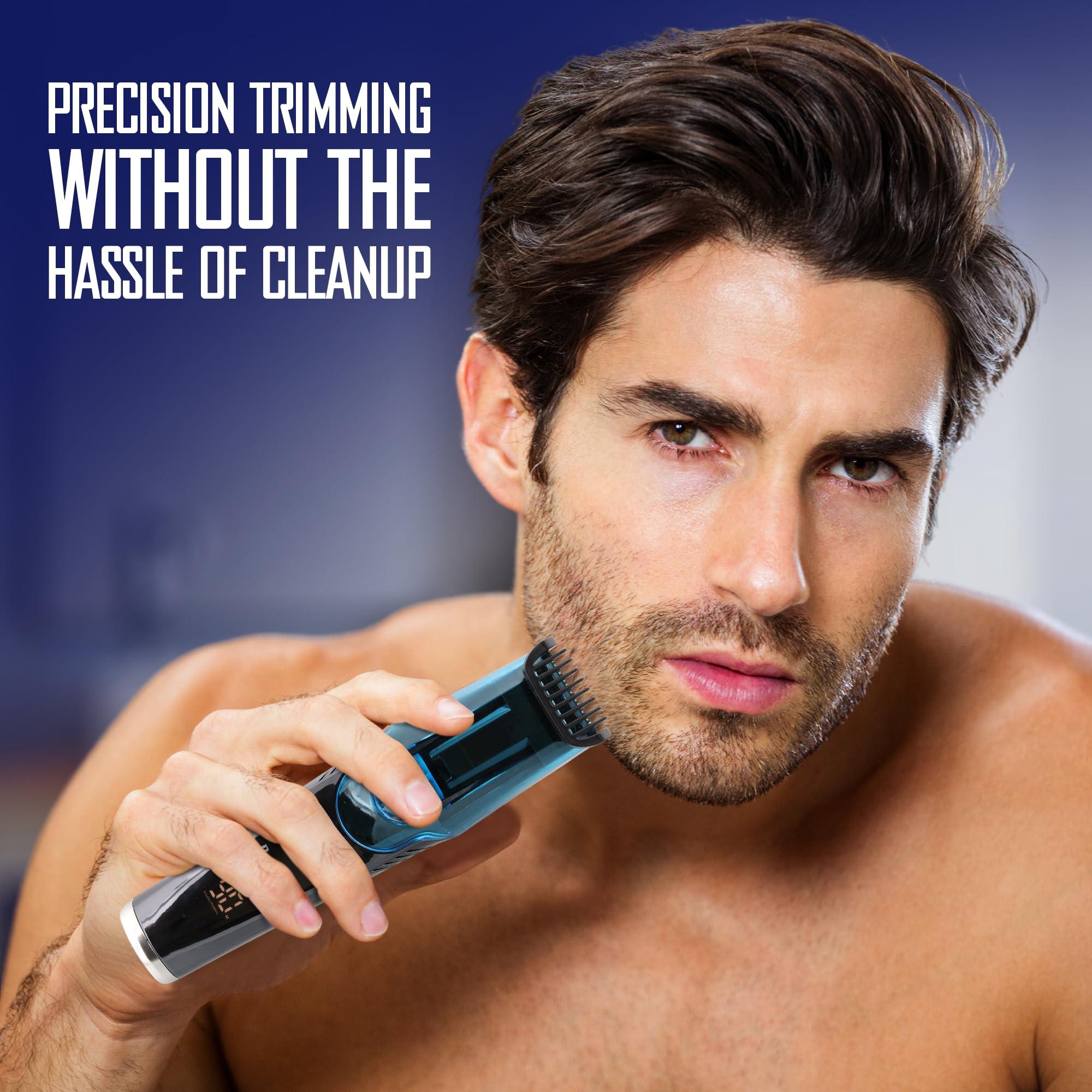 Barbasol Barbasol Vacuum Beard Trimmer for Men, Self-Vacuuming Hair, Beard, Sideburns & Mustache Trimmer with 20 Length Settings, Rechargeable, LED Screen, 90 Minute Run Time