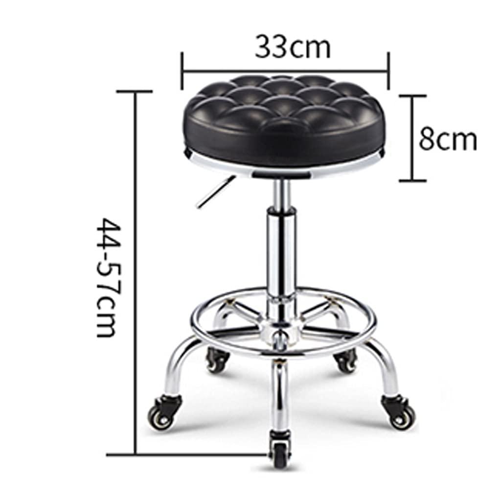 ZHOUXIAO ZHOUXIAO Adjustable Height Stool with 5 Wheels/Thick Sponge,Ergonomic Chrome Steel PU Leather Bar Stool Shop Stool,Hydraulic Rolling Swivel Salon Stool,Massage Spa Tattoo Cou red1