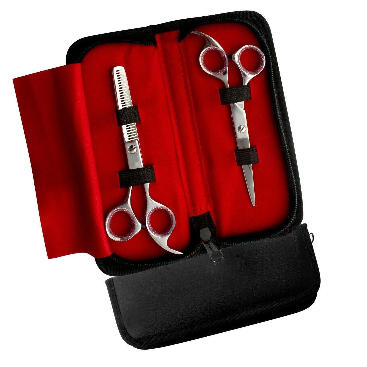 SUNNLL 5.5 inch Hair Cutting Scissors thinning Shears kit Stainless Steel Barber Scissors Set for Hairdresser Haircut Hairdressing