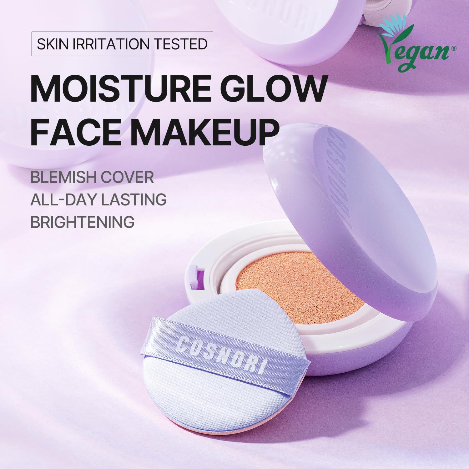 COSNORI COSNORI Panthenol Barrier Cushion Foundation -Lightweight Formula to Cover Pores & Blemishes Moisture Dewy Glowing Finish Long Wearing Formula, 0.41 fl.oz. (01 Ivory)