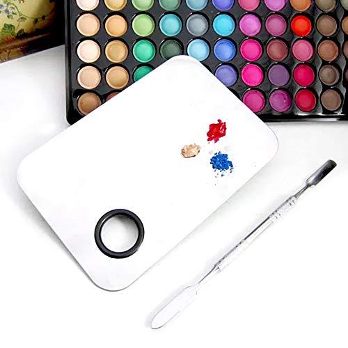 ACKLLR 2 Pack Professional Makeup Palette, 2 Types Pro Lady Stainless Steel Cosmetic Artist Spatula with Spatula Tool for Mixing Foundation by ACKLLR, Silver