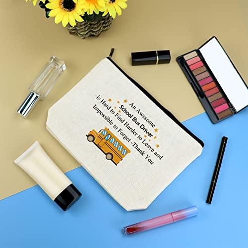 Mikela School Bus Driver Appreciation Gifts Bus Driver Makeup Bag Gifts For Women Thank You Gift for Bus Driver Cosmetic Bag School Bus Driver Christmas Retirement Gift Back to School End Of Term School Gift