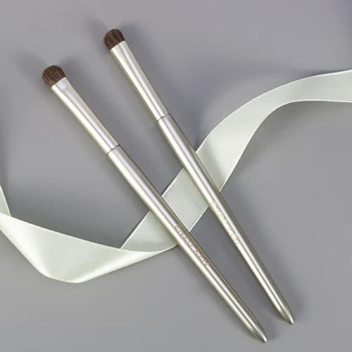 ENZO KEN Natural Pony Hair Eye Shadow Brush by ENZO KEN, Medium Smudge Eyeshadow Brush, Shader Eye Shadow Brush, Eye Smudge Brush, Single Eyeshadow Brush, Eye Brushes, Eyeshadow Blending Brush. (Gold, E203M)