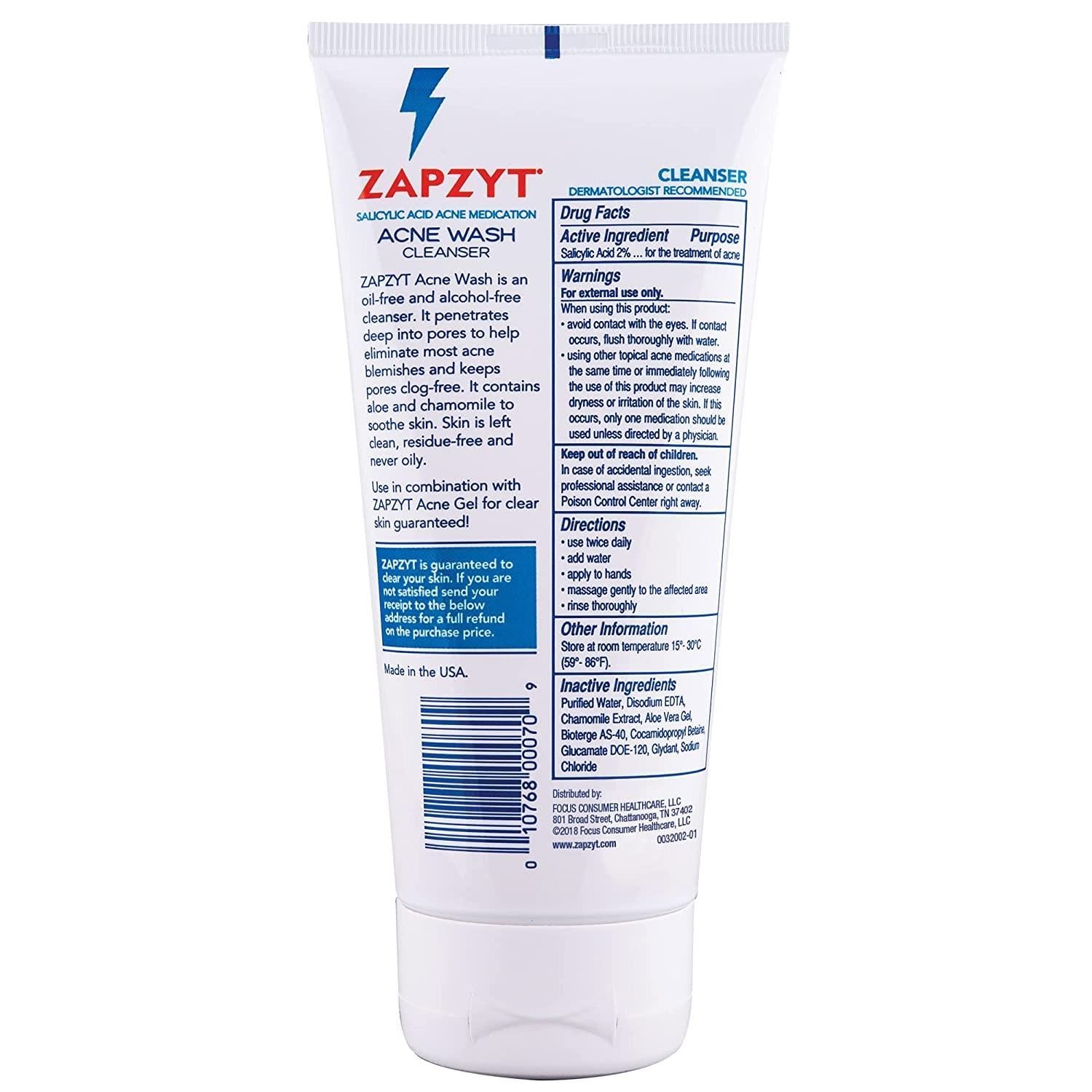 Zapzyt ZAPZYT Acne Wash Treatment For Face & Body - 6.25 oz