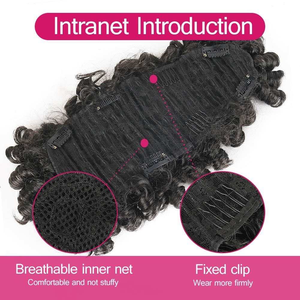 Oseti Oseti Short Curly Mohawk Wig Mohawk Hair Clip in Hair Extension Nature Black Mohawk Wigs for Black Women, Deep Wave Mohawk Ponytail Wig with Bangs Faux Hawk Hairpieces for Women Girls (2#)