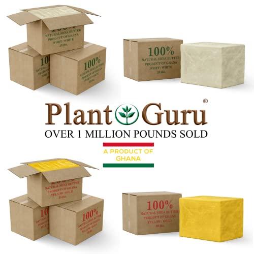 Plant Guru Raw African Shea Butter 5 lbs. Bulk Block 100% Pure Natural Unrefined YELLOW - Ideal Moisturizer For Dry Skin, Body, Face And Hair Growth. Great For DIY Soap and Lip Balm Making.