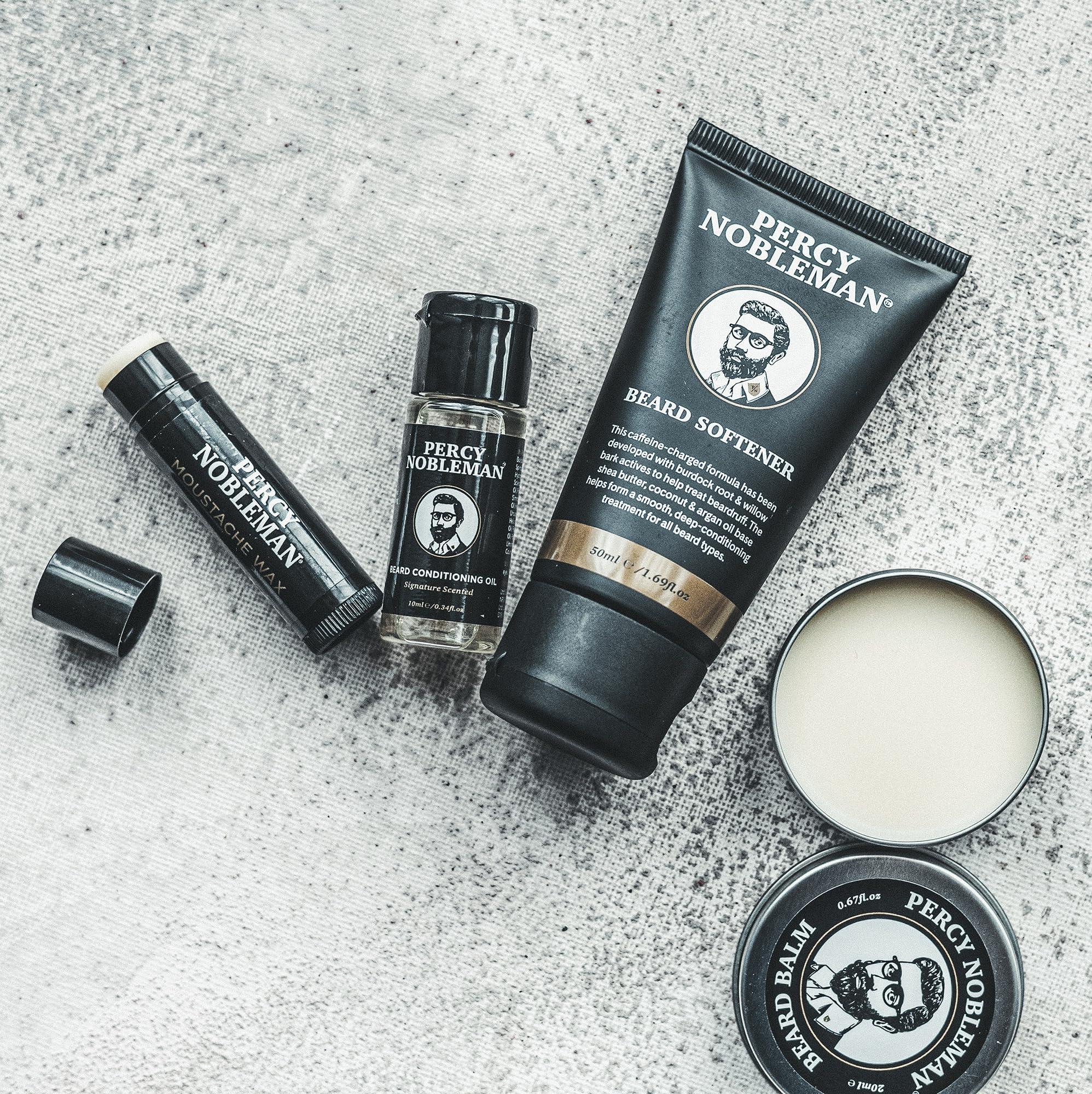 Percy Nobleman Percy Nobleman Beard Survival Kit, a Beard Grooming Kit containing a scented beard oil, beard balm, moustache wax, and a beard softener