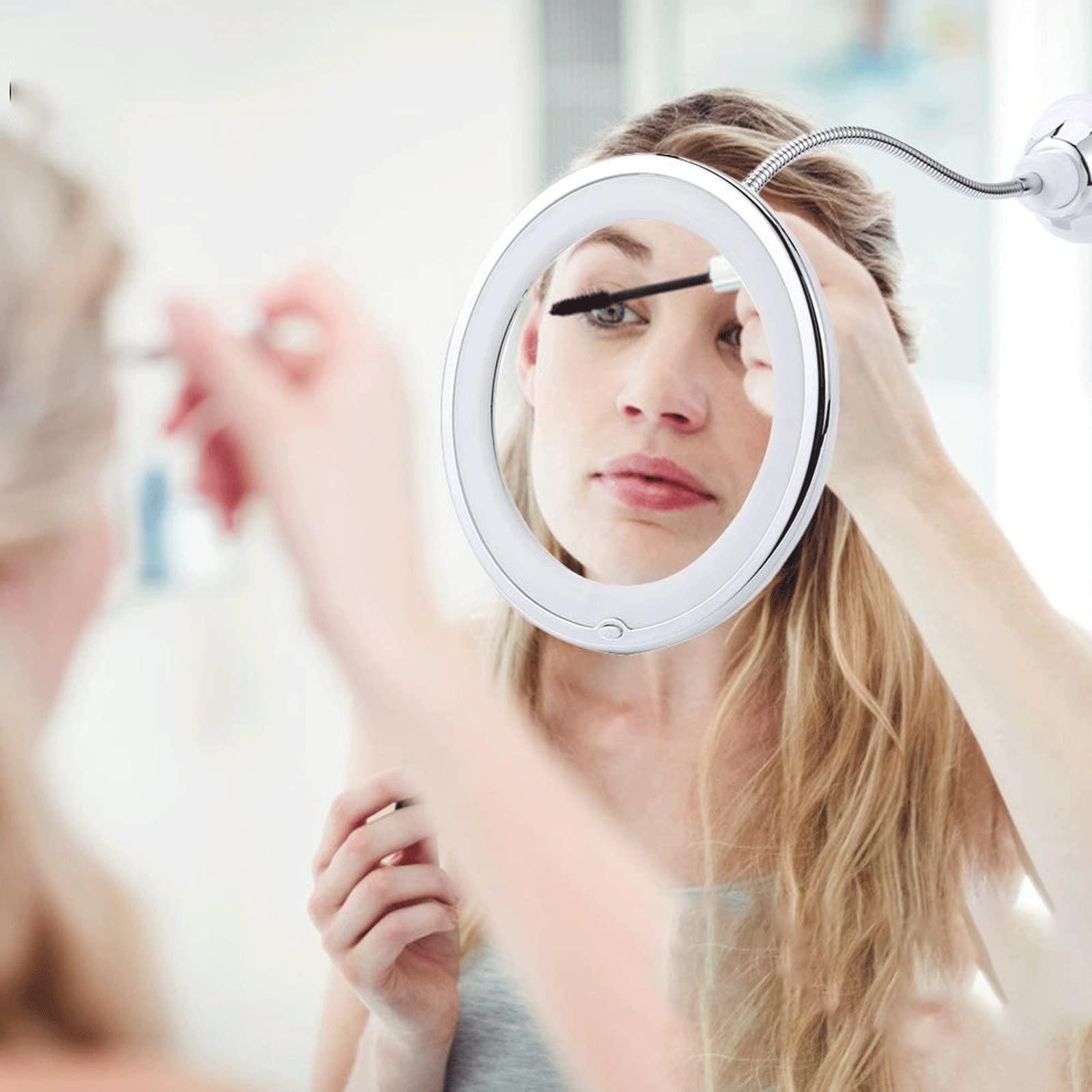 JAJKAFCL JAJKAFCL Mirror Suction Cup Cosmetic Mirror 360 Rotation Mirror LED Suction Cup Shower Shave Make Up Fog Free Flexible Mirror