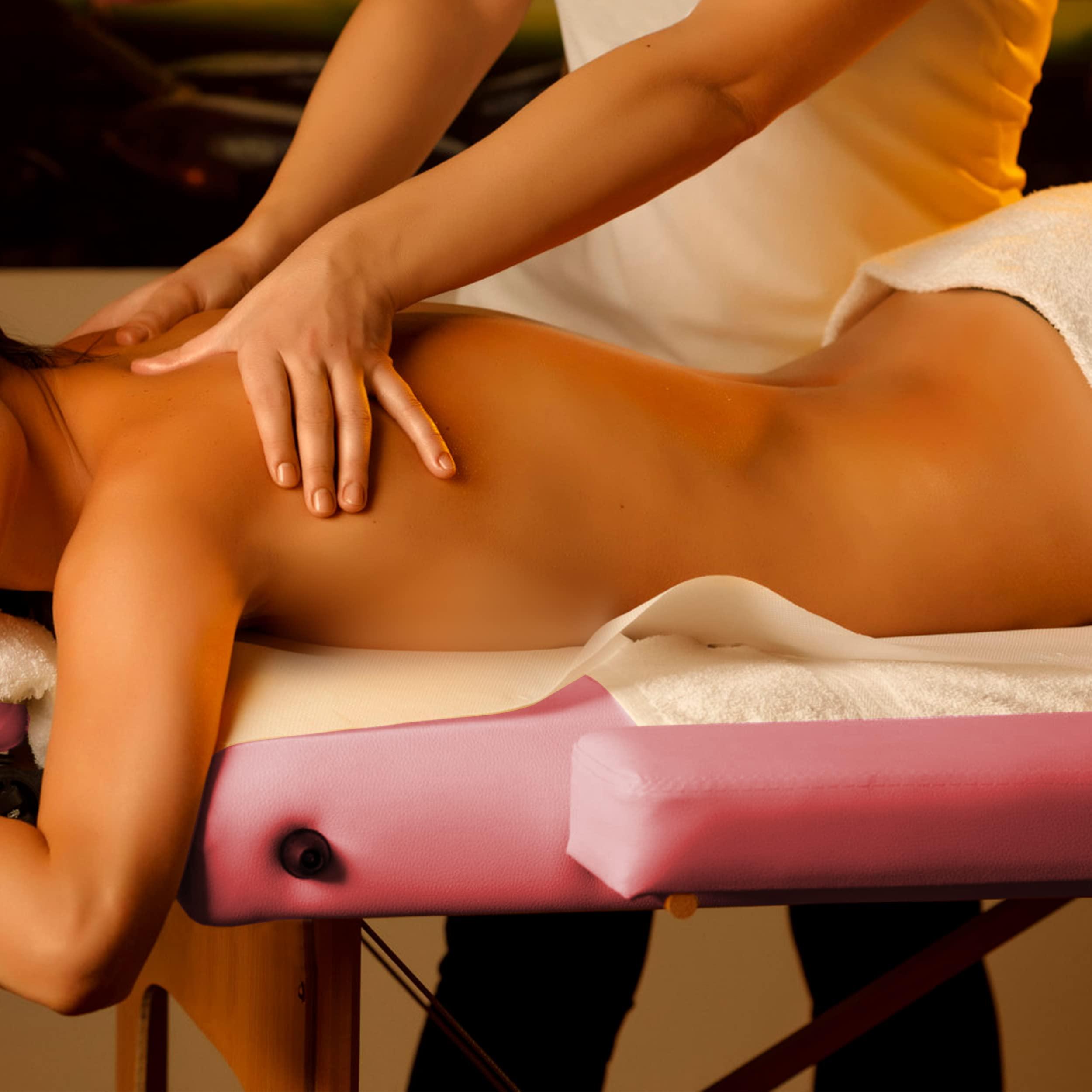 Prilinex Prilinex Portable Folding Massage Table - 2 Sections Massage Bed Spa Table with Carrying Bag, Face Cradle, Armrest & Hand Pallet - Easy Set Up, Lightweight, Height Adjustable 24" to 33" Pink