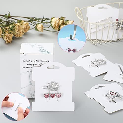 Junkin Junkin 100 Pcs Hair Clip Display Cards Headband Display Cards Hair Bow Holder Cards Rectangle White Cardboard Hair Barrettes Jewelry Display Holder for Hair Accessories Display and Organizing()