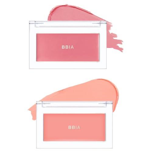 BBI@ BBIA BBIA Ready To Wear Downy Cheek Cream Blush 2P Set (08 DOWNY ROSY + 02 DOWNY PEACH) / Blendable and Lightweight Cheek Makeup, Highly Pigmented with Long Wearing Formula