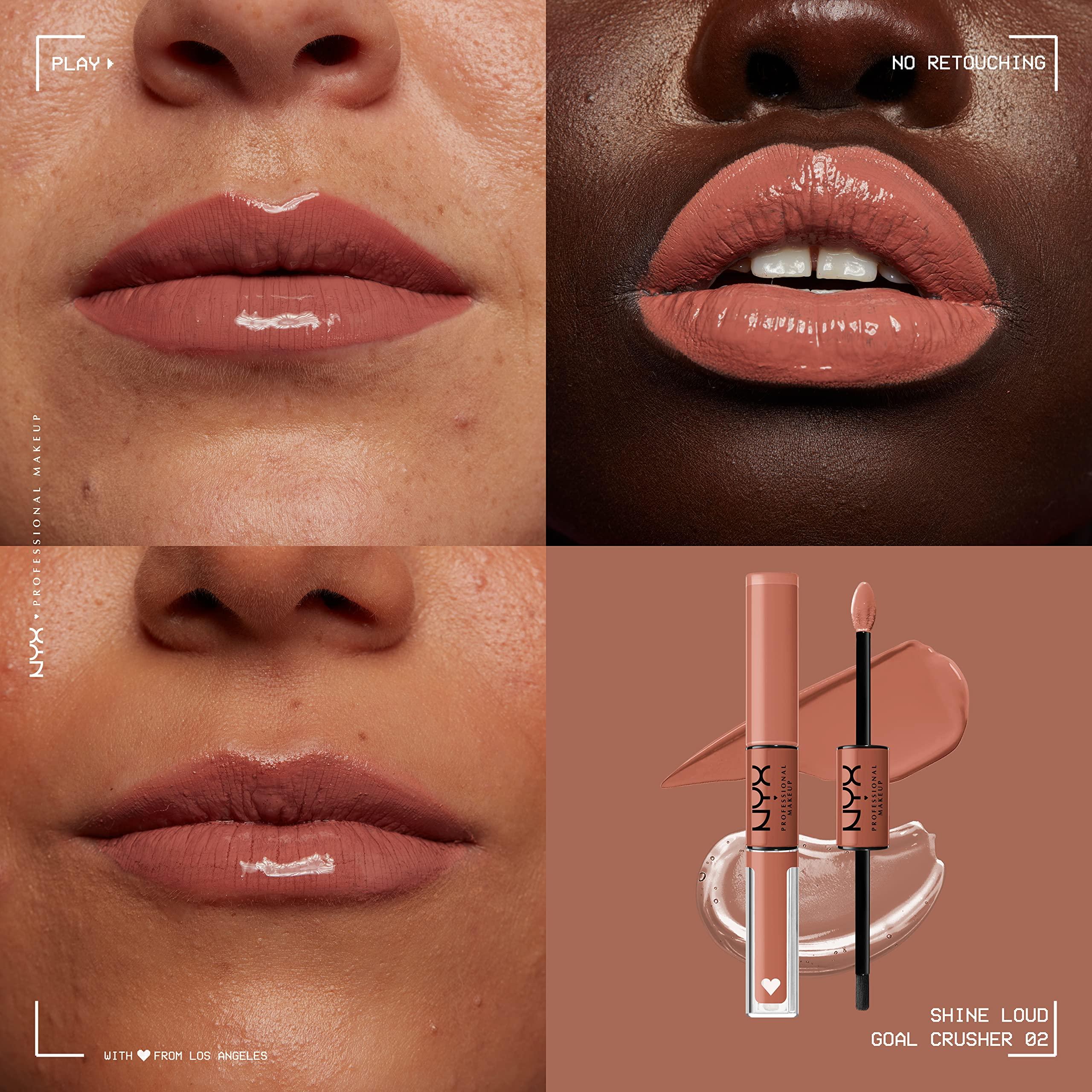 NYX PROFESSIONAL MAKEUP NYX PROFESSIONAL MAKEUP Shine Loud, Long-Lasting Liquid Lipstick with Clear Lip Gloss - Pack of 2 (Magic Maker, Goal Crusher)