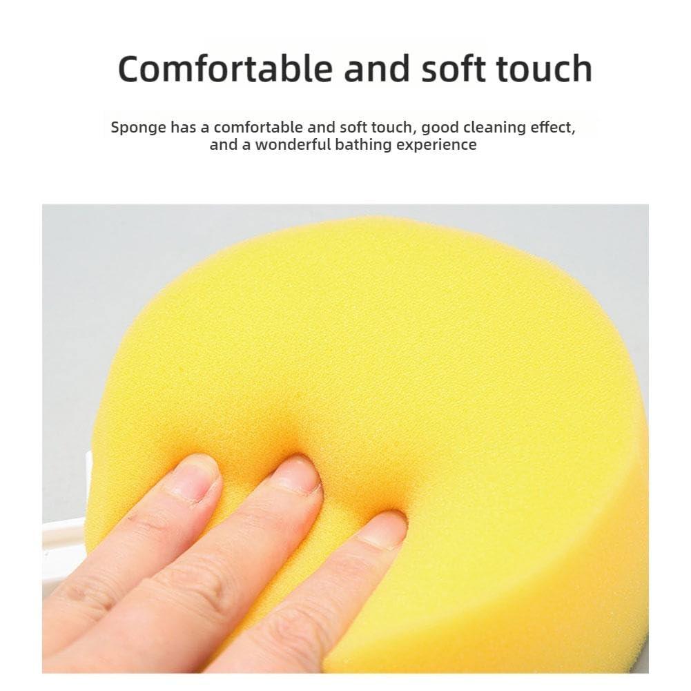 QHUDLV QHUDLV Long Handle Bath Sponge,Handled Back Sponge for Shower,Lightweight Back Washer Handled Butt Scrubber Shower Brush for Foot Body Cleaning Bathing Limited Motion (Round Yellow)
