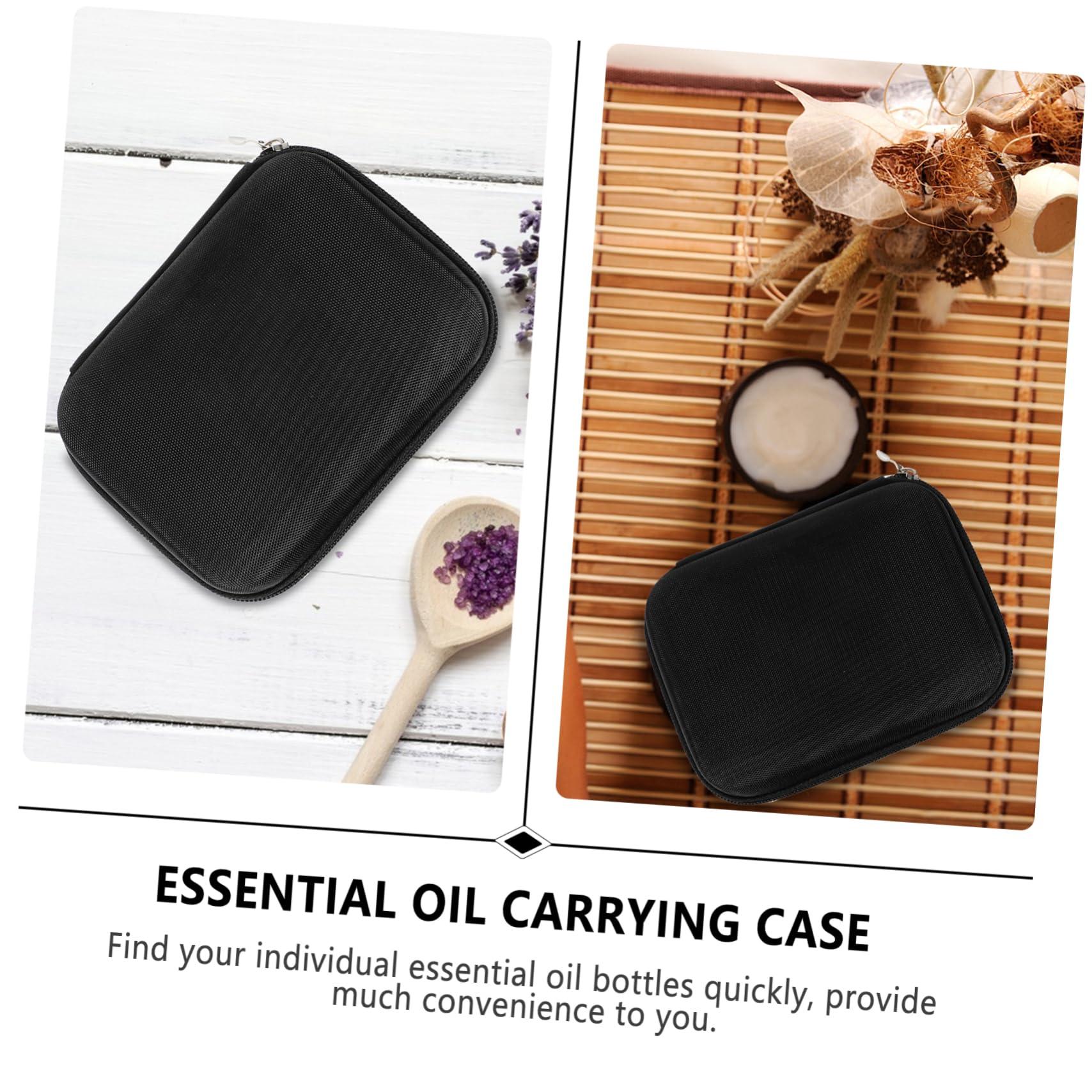 Angoily Angoily 2pcs Essential Oil Storage Box Travel Oils Roller Bottles Carrying Case Bank Essential Oil Holder Essential Oil for Diffuser Tote Bag Organizer Handbag Organizer Black Nylon