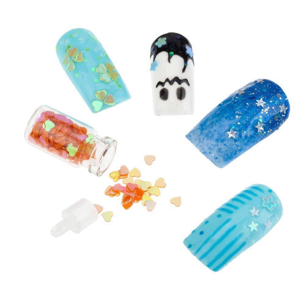 VAGA VAGA Nail Art Kit - Multi-colored Caviar Beads & Glitter Set for 3D Nail Decorations, Nail Manicure Kit with Foil Nail Art Glitter, 48 Count