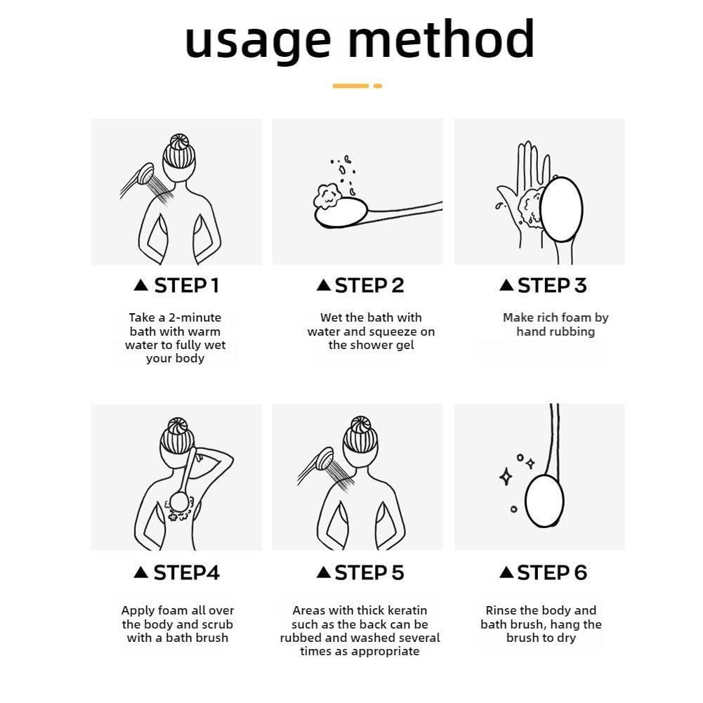 QHUDLV QHUDLV Long Handle Bath Sponge,Handled Back Sponge for Shower,Lightweight Back Washer Handled Butt Scrubber Shower Brush for Foot Body Cleaning Bathing Limited Motion (Round Yellow)