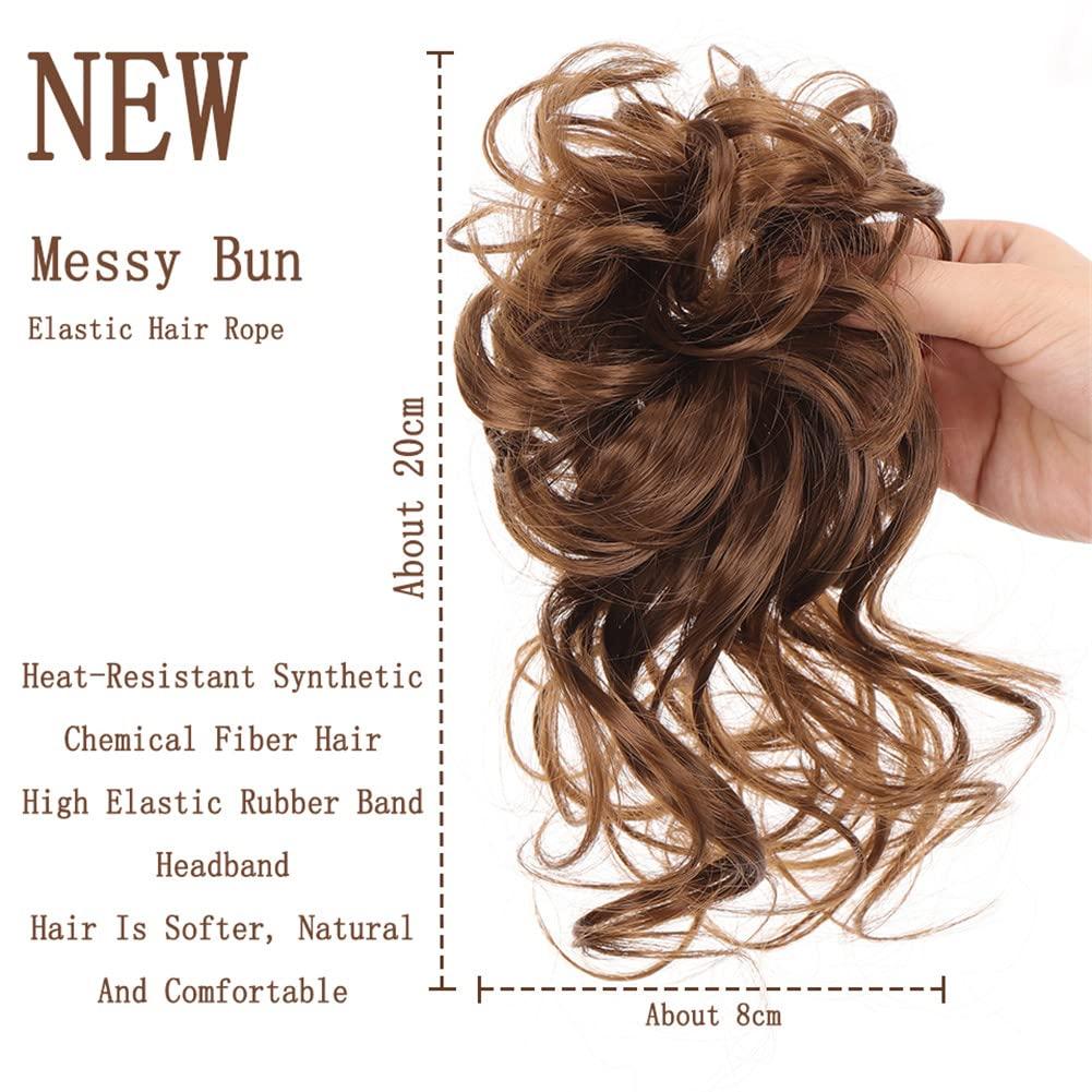 Vsadsau Vsadsau Synthetic Curly Messy Chignon Donut Hair Bun Elastic Hair Rope Rubber Band Wrap On Ponytailtail Hairpieces