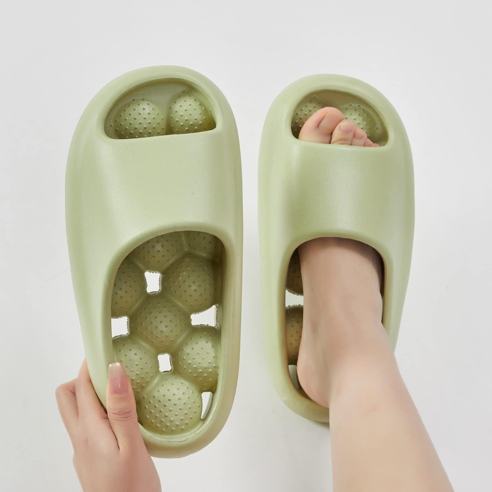 LUXRUB Bubble Massage Slides For Women Men Soft Cloud House Slippers Massage Balls Shower Shoes Quick Drying Non-Slip Beach Sandals Indoor Outdoor Pool Spa Gym Flip Flops ( Color : Green , Size : 5.5/6 )