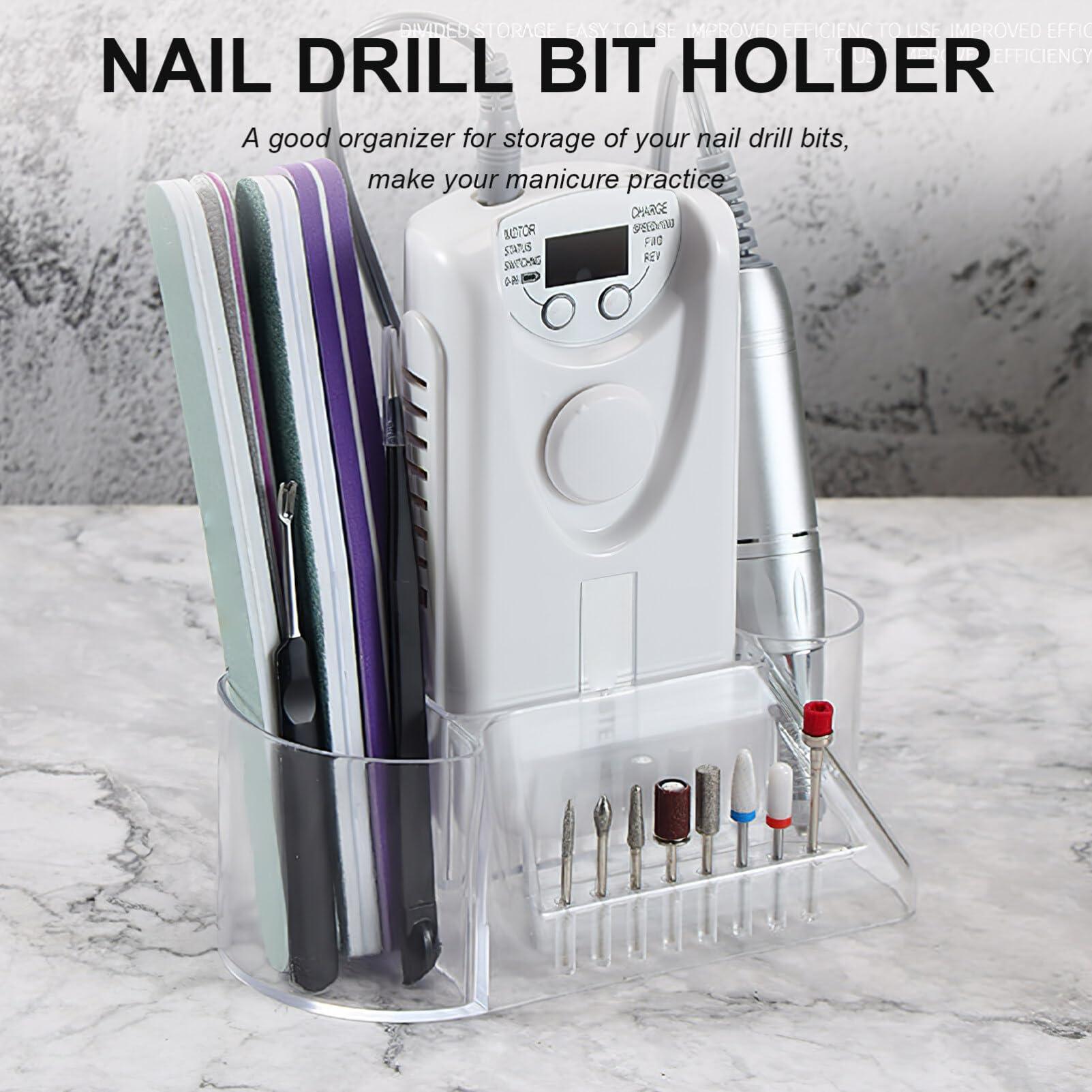 Ipetboom Ipetboom Nail Drill Holder, Mini Nail Drill Machine Storage Box Nail Art Polishing Grinding Drill Bit Holder Display Storage Box Nail Drill Grinding Bit Case Organizer