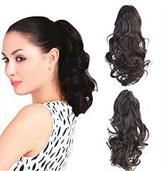 RemeeHi Remeehi Real Human Hair Ponytails Hairpiece Body Wave Claw Clip Ponytail Hair Extensions 18 inch 105g 18/613#