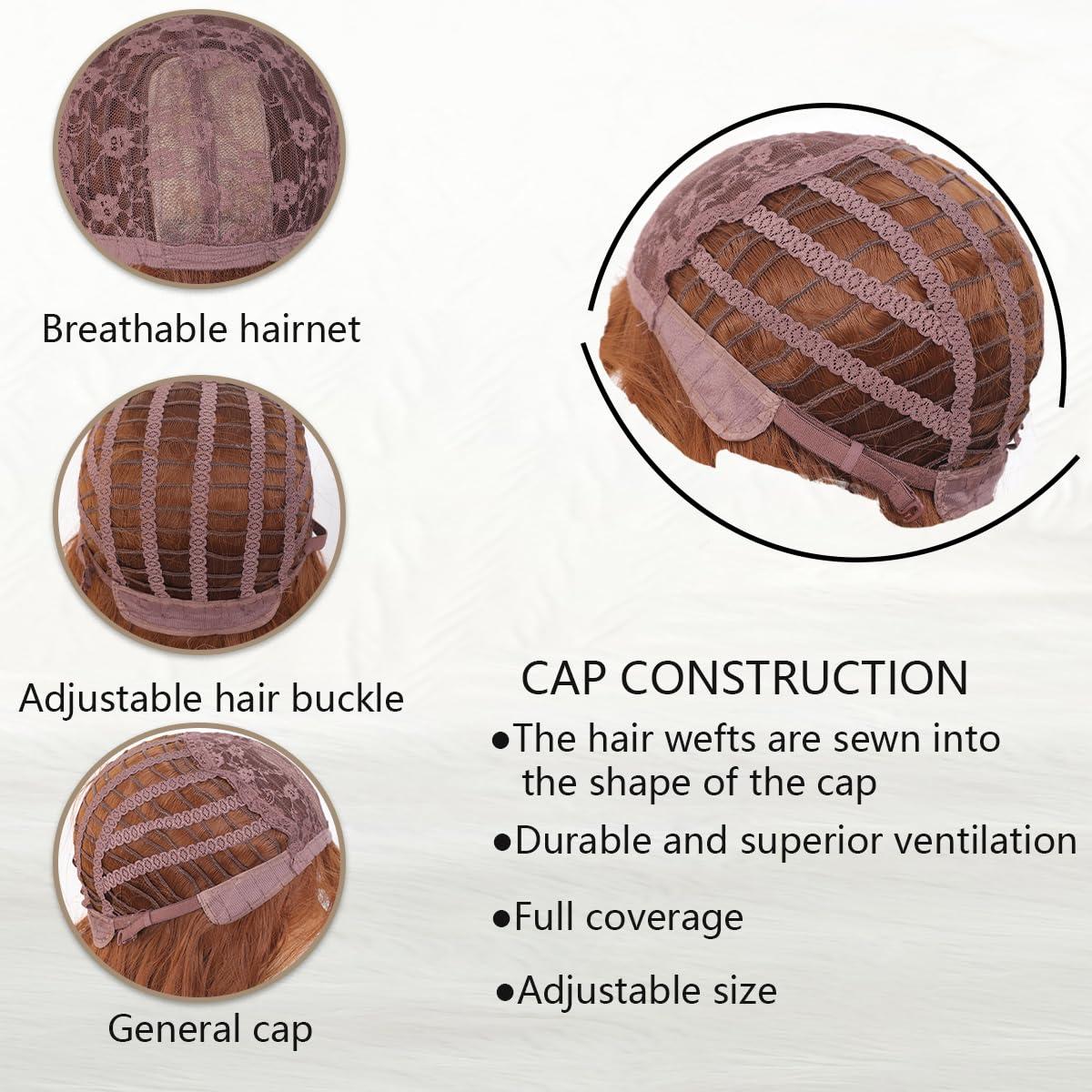 AOSIWIG AOSIWIG 44 Inch Extra Long wig,Wig with Bangs for Women long Wavy Ombre Caramel Brown Synthetic Wigs Heat -resistant hair, long cosplay curly hair for daily party(caramel colour)