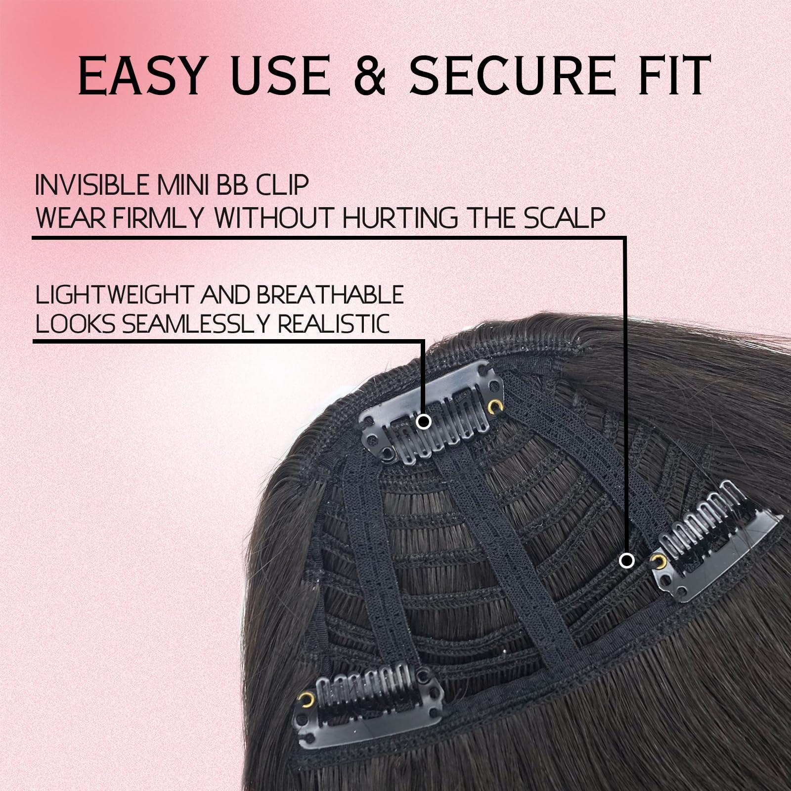 royaomis royaomis Clip In Bangs Real Human Hair - 100% Human Hair Bangs Clip On Bangs With Temples 3 Secure Clips In Full Fringe French Bangs