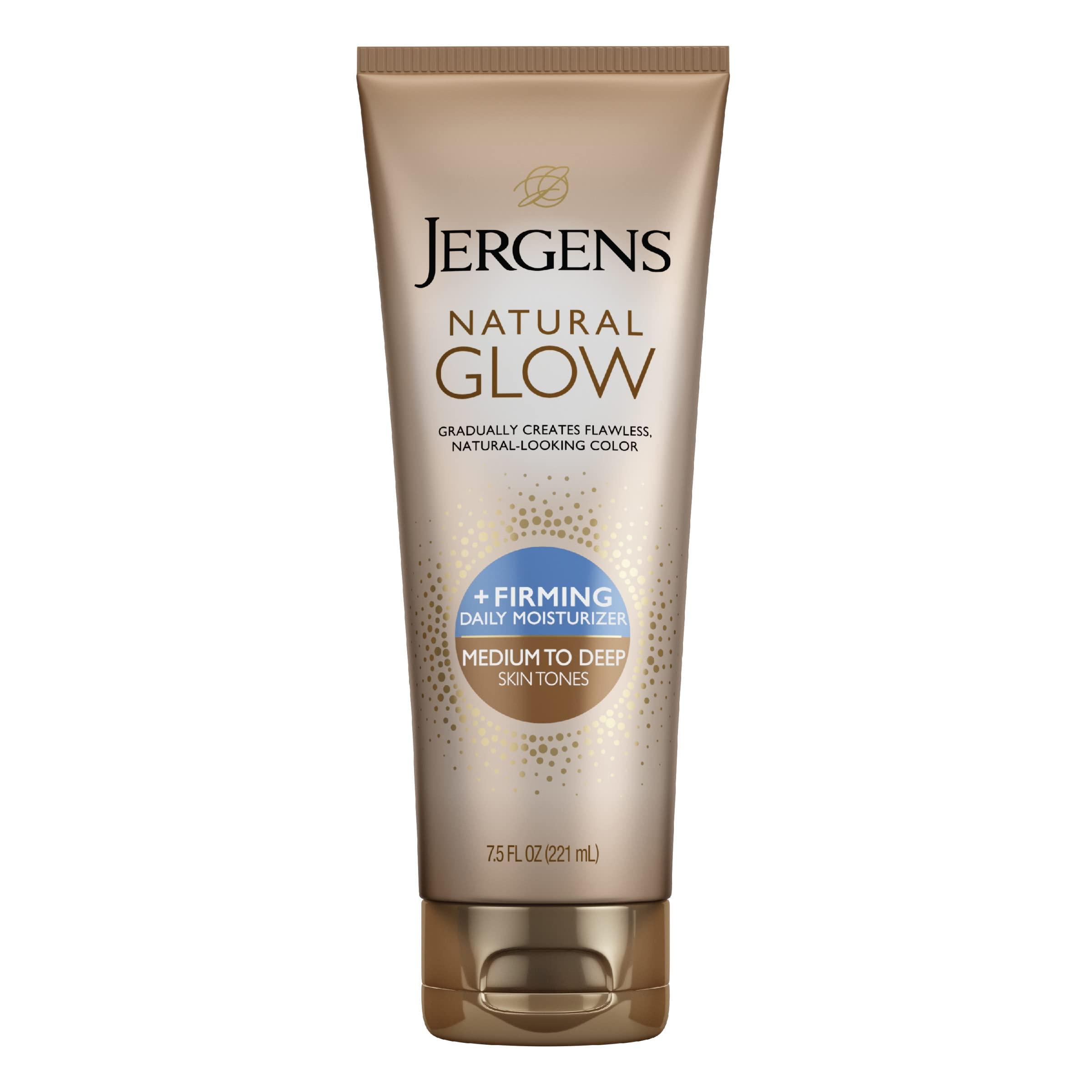 Jergens Jergens Natural Glow + Firming Daily Moisturizer Medium to Tan Skin Tones 7.5oz & Natural Glow Instant Sun Sunless Tanning Moisturizer + Bronzer, Self Tanner, Deep Bronze, for Natural-Looking Tan