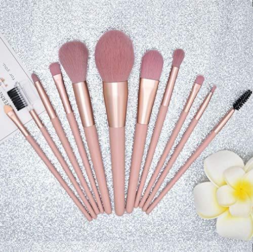 Sazonova Beauty Sazonova Beauty 12 Pcs Vegan Cruelty Free Luxury Wood Handle Pink Make Up Brushes with PU Leather Bag (Pink)