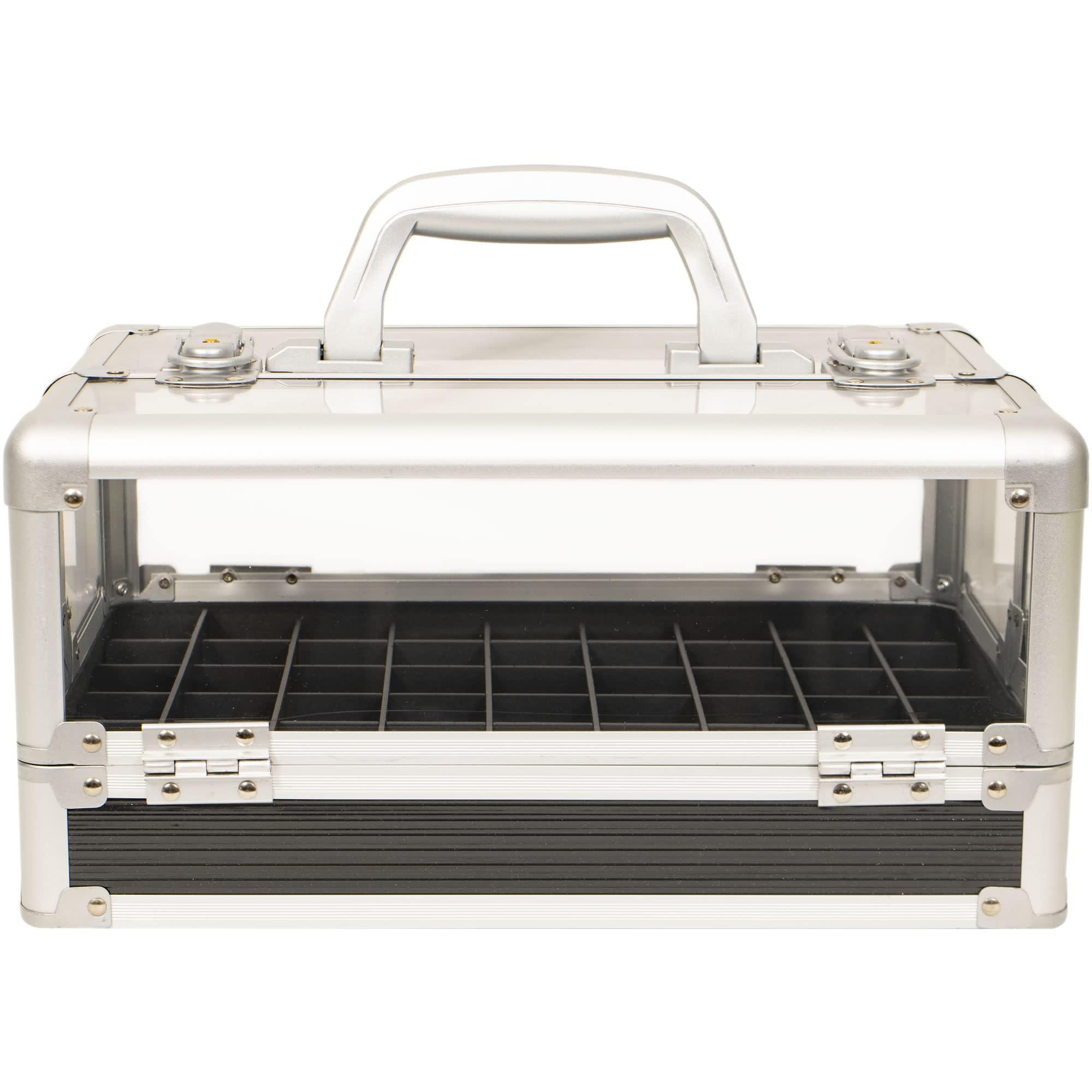 JC Beauty JC Beauty 7 in 1 Professional Interchangeable Rolling Makeup Nail Tech Train Case Travel Storage Clear Acrylic, Black Stripe