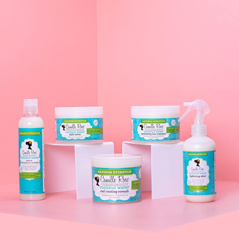 Camille Rose Camille Rose Coconut Water Curl Cleanse, Sulfate Free Hydrating Shampoo, with Coconut, Castor, and Rosemary Oils, for Soft Bouncy Curls, 12 oz