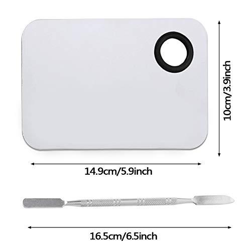 ACKLLR 2 Pack Professional Makeup Palette, 2 Types Pro Lady Stainless Steel Cosmetic Artist Spatula with Spatula Tool for Mixing Foundation by ACKLLR, Silver