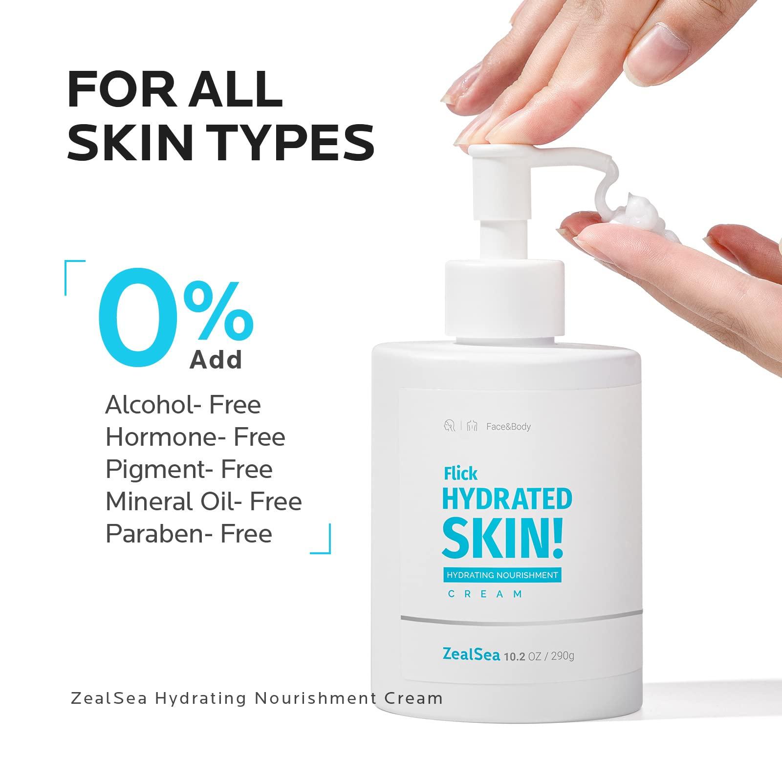 ZealSea ZealSea Face Moisturiser Lotion with Hyaluronic Acid & Ceramide & Aloe Vera, Hydration Moisturiser for Normal To Dry Sensitive Skin, Facial and Body Hydrating Moisturizing Cream - 290 ml